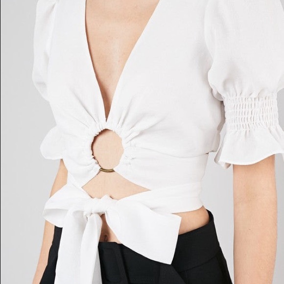 Wrap Crop Top - White - Picture 1 of 1